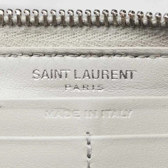 Yves Saint Laurent Grey Croc Embossed Leather Zippy Wallet - Picture 6 of 9